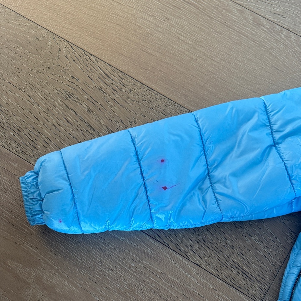 Aviator Nation Light Blue Kids Puffer Jacket with Rainbow Stripes - Picture 3 of 4